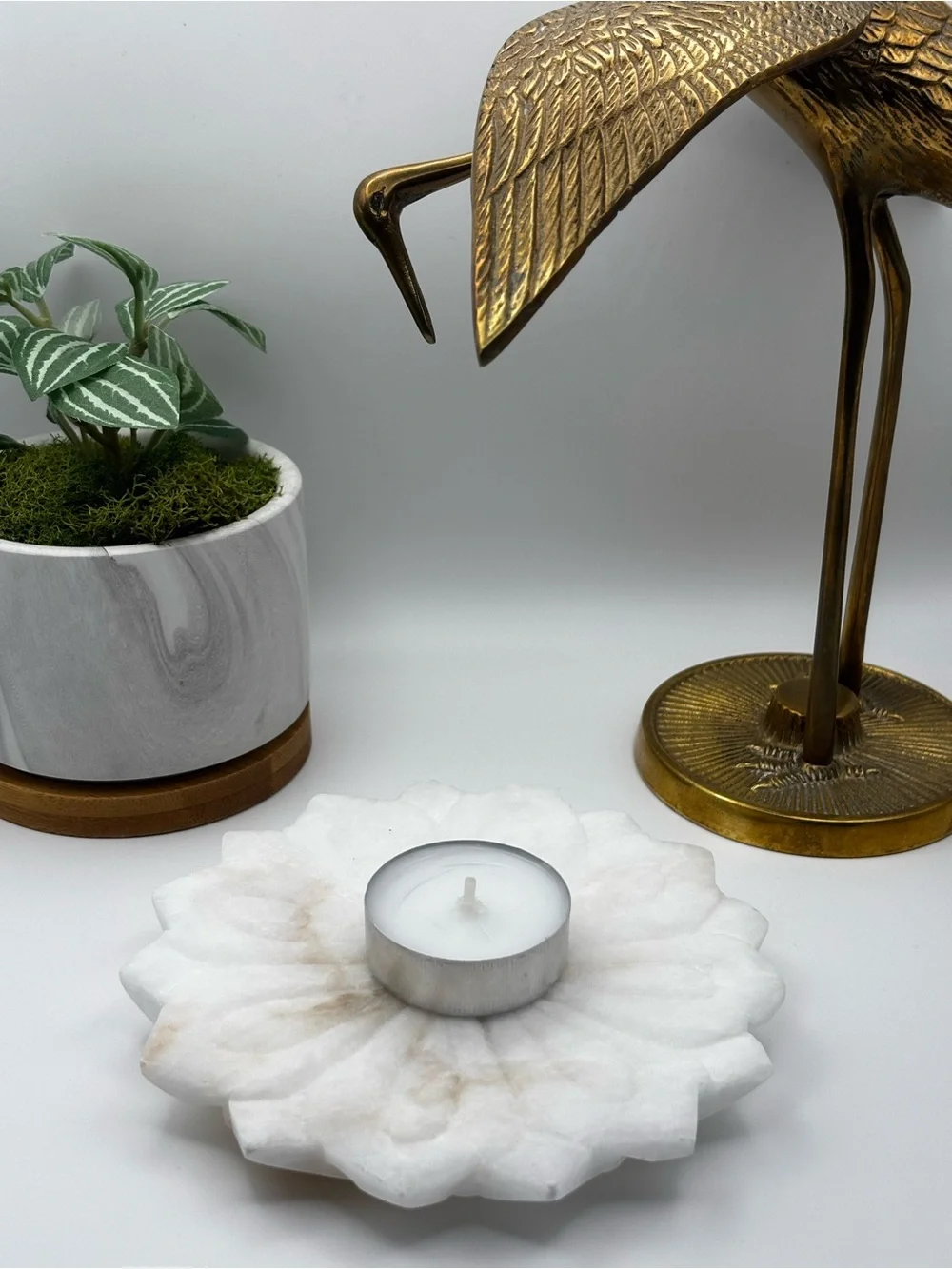 Lotus Flower White Carved Marble Soap Dish Unbranded